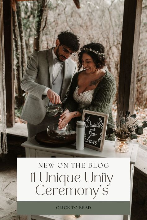 A unity ceremony is a symbolic ritual that represents the joining together of two individuals in marriage or civil union. It typically involves the couple performing a physical act or exchanging an item that represents their unity and commitment to each other. This unity ceremony can be as unique as you are as a couple and should represent your relationship in some form. Ceremony Rituals Wedding, Unity Ceremony Time Capsule, Wedding Unity Symbol Ideas, Hand Washing Ceremony Wedding, Water Unity Ceremony Weddings, Gothic Unity Ceremony, Wedding Bonding Ceremony, Wedding Symbols Marriage Unity Ceremony, Joining Ceremony Wedding