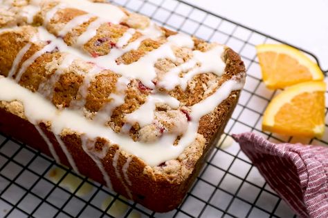 Orange Glazed Cranberry Bread Cranberry Orange Bread With Simple Glaze, Cranberry Bread Recipes, Orange Bread, Cranberry Orange Bread, Sugar Bread, Orange Cranberry, Cranberry Muffins, Cranberry Bread, Frozen Cranberries