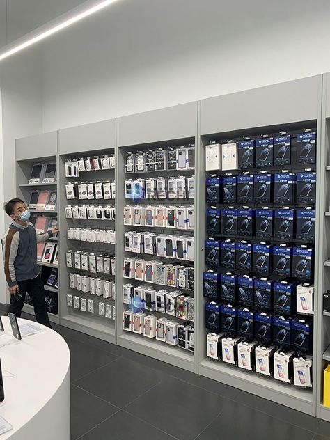 Phone Shop Design Ideas, Mobile Accessories Shop Interior, Mobile Shop Design Interior, Phone Accessories Shop Design, Mobile Store Design, Phone Shop Design, Phone Store Design, Electronics Store Design, Mobile Accessories Shop