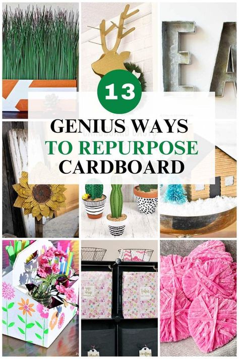 How to repurpose cardboard instead of tossing it out. Make home decor by upcycling cardboard boxes. Cardboard Box Houses, Recycle Cardboard Box, Cardboard Recycling, Box Crafts, Thrift Store Decor, Cardboard Box Crafts, Upcycling Ideas, Upcycled Home Decor, Diy Recycle