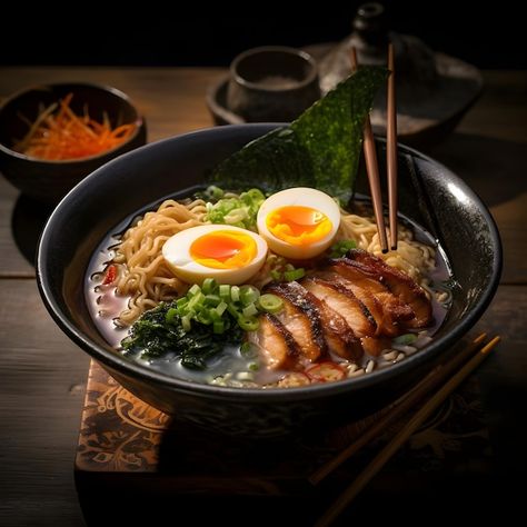 Photo professional photography image of ... | Premium Photo #Freepik #photo Ramen Noodles Soup, Shio Ramen, Delicious Ramen, Curry Ramen, Shoyu Ramen, Noodles Soup, Ramen Noodle Soup, Instant Ramen, Ramen Soup