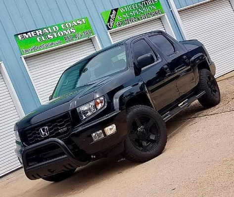 Honda Ridgeline Lifted, Honda Ridgeline Accessories, Honda Ridgeline Custom, Black Truck, Truck Mods, Custom Pickup Trucks, Window Tint, Honda Ridgeline, Emerald Coast