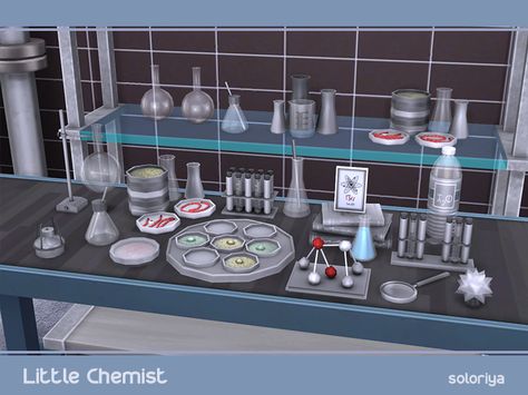 Chemistry set for little geniuses. Has 4 color variations, includes 16 objects. Each objects can be found in category Decorative - Clutter. Items in the set: Found in TSR Category 'Sims 4... Download Sims, Lotes The Sims 4, Chemistry Set, Petri Dishes, Free Sims, Sims Building, Sims 4 Cc Furniture, Beakers, Decorating Shelves