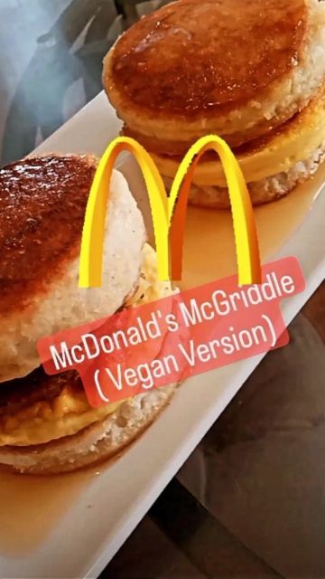 Tonya | Vegan Influencer & Cook on Instagram: "Vegan Version of McDonald's Sausage, Egg, and Cheese McGriddle. And Egg and Cheese McGriddle 😜😋 • My Vegan Pancakes • Just Egg • Beyond Breakfast Sausage • Chao Vegan Cheese ** GET 2 (OR MORE) MASON JAR TOPS. They are the PERFECT size!!! Make sure you spray them down with non stick spray (or whatever you use to pan nonstick) ___________________________ My Homemade Vegan Pancakes 🥞😋 1 1/4 cup flour 2 tablespoons sugar 1 tablespoon baking pow Vegan Mcgriddle, Mcdonalds Mcgriddle, Vegan Breakfast Sausage, Pancake Sausage, Just Egg, Vegan Brunch Recipes, Vegan Brunch, Egg And Cheese, Breakfast Sausage