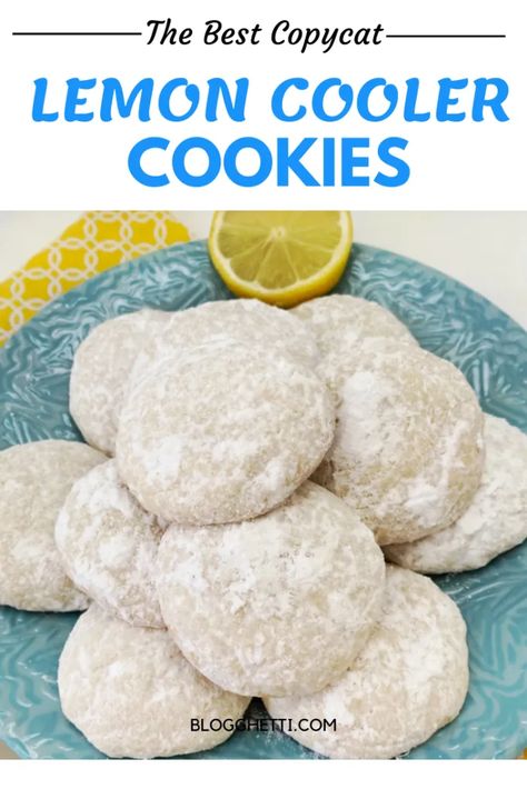 Homemade Lemon Cooler Cookies are bursting with lemon flavor inside and out. These tangy citrus cookies are a copycat recipe of a childhood favorite. Easy recipe! Lemon Coolers Cookies Recipe, Lemon Coolers, Lemon Cooler Cookies, Citrus Cookies, Holiday Cooking Christmas, Spring Sweets, Drop Cookie Recipes, Spring Recipes Dessert, Decadent Chocolate Cake