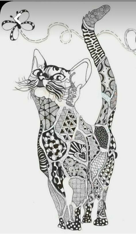 Bird Embroidery Pattern, Zentangle Animals, Rose Embroidery Pattern, Adult Coloring Designs, Free Adult Coloring Pages, Black Cat Art, Baby Animals Pictures, Printable Adult Coloring Pages, Cat Coloring Page