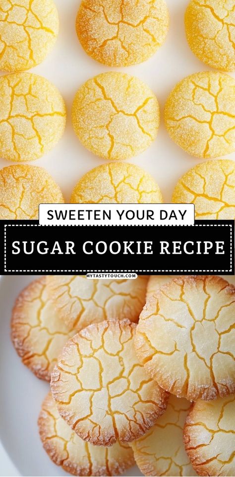 I'm excited to share my favorite sugar cookie recipe that's perfect for any occasion! These cookies are sweet, buttery, and boast a delightful cracked texture that looks as good as it tastes. Whether you're baking for a special event or just want a tasty treat, these cookies will definitely sweeten your day! Sour Cream Sugar Cookie Recipe, Sugar Cookie Recipe Small Batch, Best Soft Sugar Cookie Recipe, Ultimate Sugar Cookie Recipe, Delicious Sugar Cookie Recipe, Simple Sugar Cookie Recipe, Classic Sugar Cookie Recipe, Sugar Cookie Recipes, Soft Sugar Cookie