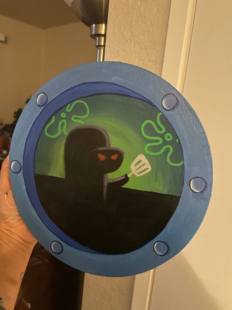 Spongebob Looking Out Window, Spongebob Porthole Window, Spongebob Circle Window, Squidward Window Painting, Circle Paintings Canvas, Spongebob Record Painting, Spongebob Window Painting On Wall, Spongebob Window Painting Square, Circle Window Painting