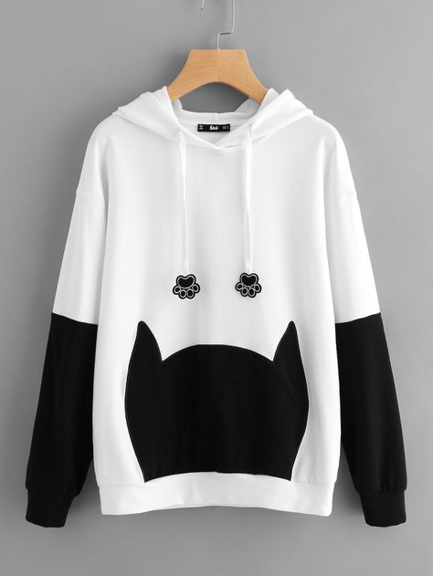 Sudadera de capucha con oreja de gato y lazo en la parte trasera -Spanish SheIn(Sheinside) Cat Ear Hoodie, Cute Hoodie, Cat Hoodie, Cat Ear, Bow Back, Kawaii Clothes, Trendy Tshirts, Kawaii Fashion, Long Sleeve Sweatshirts