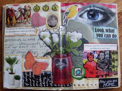 Collage Art Journal Pages, Altered Book Journal, Round Robin, Collage Book, Magazine Collage, Glue Book, Mixed Media Journal, Art Journal Techniques, Creative Journal