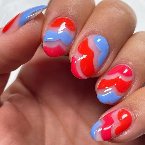 Michelle Humphrey 💅🏽 on Instagram: “❤️🧡💙 SPRING COLOUR BLOCK 😍 Get 20% off @maxfactor nail polishes at @superdrug with code MFNP20 Using @maxfactor Masterpiece Xpress 60s…” Jazzy Nails, Nail Polishes, Ely, Colour Block, Spring Colors, Color Blocking, Nail Polish, Coral, Nail Art