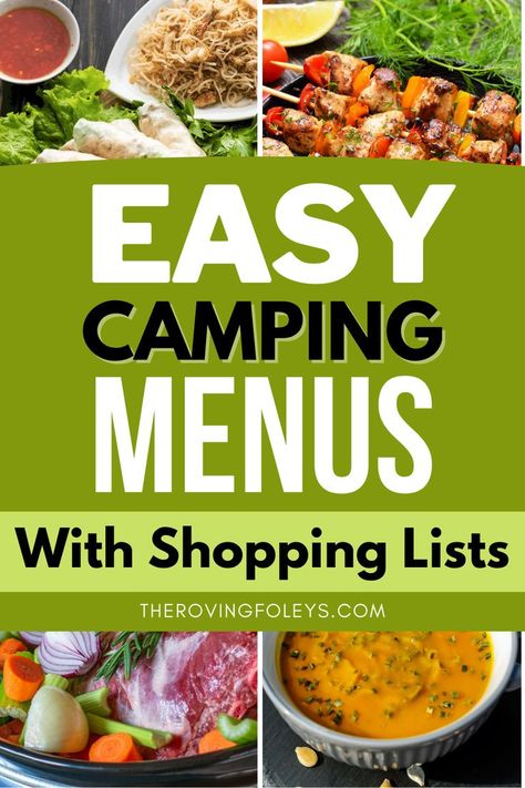 Camping Grocery List, Camping Meal Plan, Camping Meal Planner, Easy Camping Recipes, Camping Printables, Fun Printables For Kids, 30 Day Meal Plan, Simple Camping, Camping Meal Planning