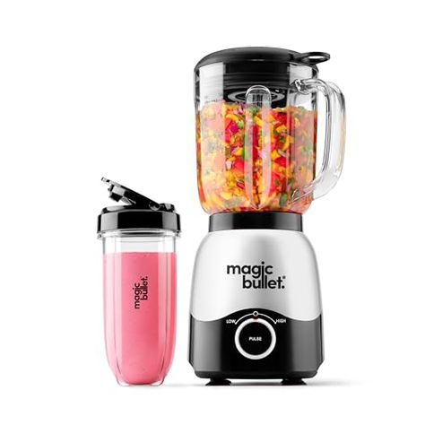 magic bullet Combo Blender, 48oz Pitcher, Blending Cup, Simple Speed Dial – MBF50200 Blender Smoothie, Powerful Magic, Speed Dial, Pureed Soup, Smoothie Makers, Magic Bullet, Stainless Steel Dishwasher, Frozen Fruit, Frozen Drinks