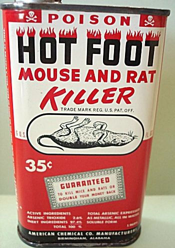 Hot Foot rat poison...to pull from to make own label for rat poison box...Seymour tries to feed to Audrey II to kill him Money Sack, Audrey Ii, Rat Poison, Water Poster, Little Shop Of Horrors, Prop Styling, Vintage Tins, Vintage Radio, Rats