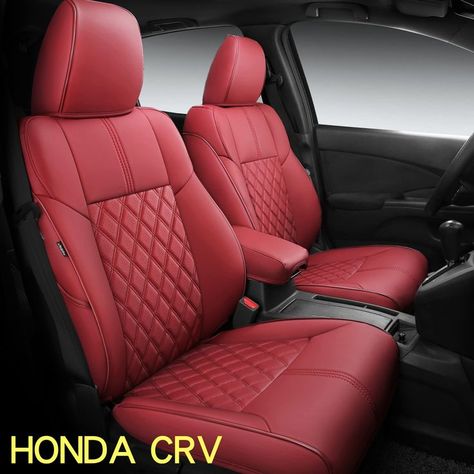 SuperVibe Auto Faux Leather Full Wrapped Custom Car Seat Covers for 2012-2021 Honda CRV (CRV 2012-2016, Wine Red) Red Seat Covers, Custom Car Seat Covers, Leather Car Seat Covers, Honda (car), Leather Seat Covers, Red Accessories, Honda Crv, Car Exterior, Red Car