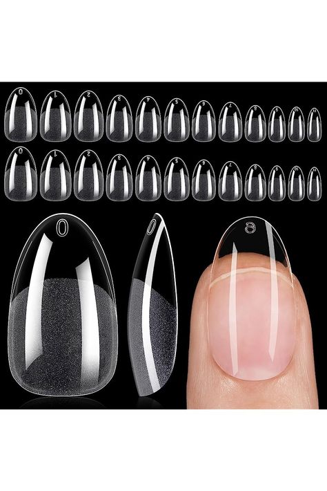 AILLSA Round Almond Nail Tips Soft Gel Medium Nail Tips Full Cover Press On Extension False Gelly Nail Tips 360pcs 12 Sizes Half Matte Pre-shaped Clear Acrylic Fake Nail Tips Almond Nails Polygel, Almond Shape Polygel Nails, 500 Pieces 10 Sizes Petite Extra Small Short Circle Oval Normal Clear Press On Fake Acrylic Full Cover Nails, Best Nail Glue For Fake Nails, Fake Nails Primark, Gel Nails French, Gel Nail Tips, Almond Nail, Gel Medium