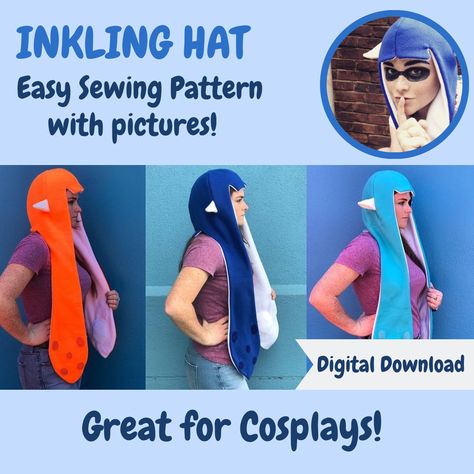 Pattern for splatoon inkling hat! Splatoon Hat Pattern, Crochet Splatoon Squid Free Pattern, Splatoon Sewing Pattern, Inkling Hat, Splatoon Hat, Splatoon Funny, Origami Diy Ideas, Splatoon Inkling, Cosplay Sewing