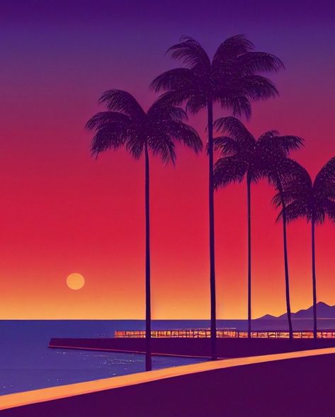 80s Night Aesthetic, Vapor Wave Aesthetic, City Pop Aesthetic, Outrun Aesthetic, Synthwave Sunset, Vaporwave Sunset, 80s Synthwave, Synth Wave, Hiroshi Nagai