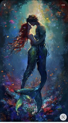 Mermaid Romance, Mermaid In Love, Mermaids Kissing, Twin Flame Art, Mermaid Photography, Sublimacion Ideas, Twin Flame Relationship, Flame Art, Mermaid Painting