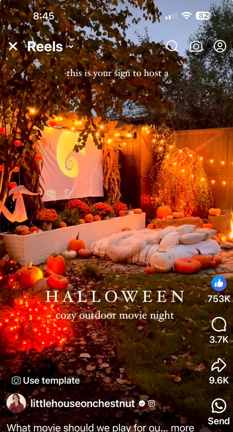 Halloween Movie Outside, Autumn Outdoor Movie Night, Watching Halloween Movie Aesthetic, Summerween Outdoor Movie, Halloween Town Movie, Deco Halloween, Outdoor Movie, Movie Nights, Halloween 2024