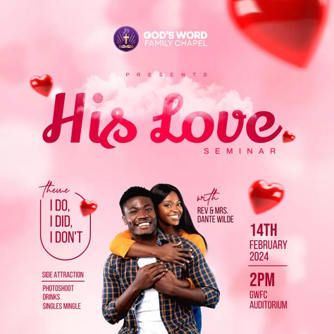 valentine church flyer Valentines Flyer, Church Conference, Stickers Ideas, Social Media Branding Design, Flyer Design Layout, Media Branding, Church Poster Design, Sunday Service, Flyer Ideas