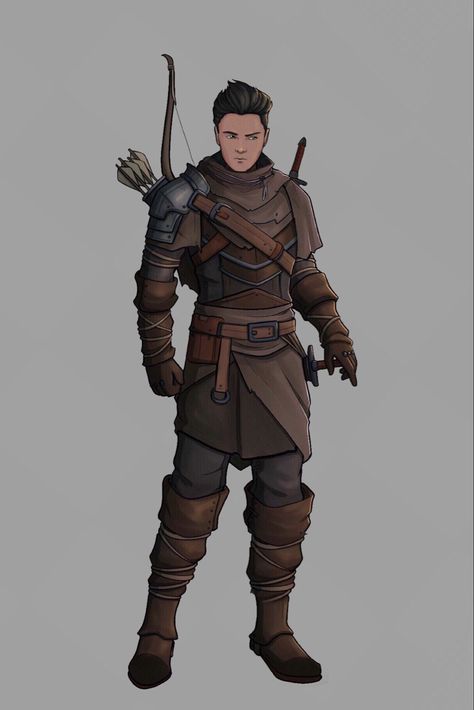 Dnd Archer Male, Male Ranger Character Art, Archers Armor, Fantasy Archer Male, Human Ranger Dnd Male, Grimoire Book Fantasy Art, Swarmkeeper Ranger Dnd, Dnd Ranger Outfit, Ranger Dnd Male