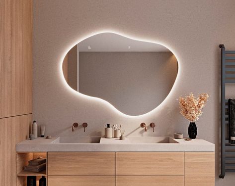 Salda Asymmetrical Mirror Bathroom Decor Aesthetic Design Unique Mirror Irregular Shape Home Mirror - Etsy Irregular Bathroom Mirror, Bathroom Decor Aesthetic, Aesthetic Mirror Wall, Home Mirror, Asymmetrical Mirror, Mirror Home Decor, Irregular Mirror, Unique Mirror, Hallway Mirror