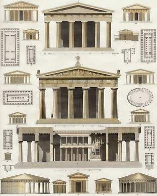 Greek Classical Architecture, Ancient Greece Buildings, Greco Roman Architecture, Greek Temple Drawing, Greek Architecture Drawing, Ancient Greek Buildings, Ancient Greece Architecture, Architecture Greek, Greek Temples