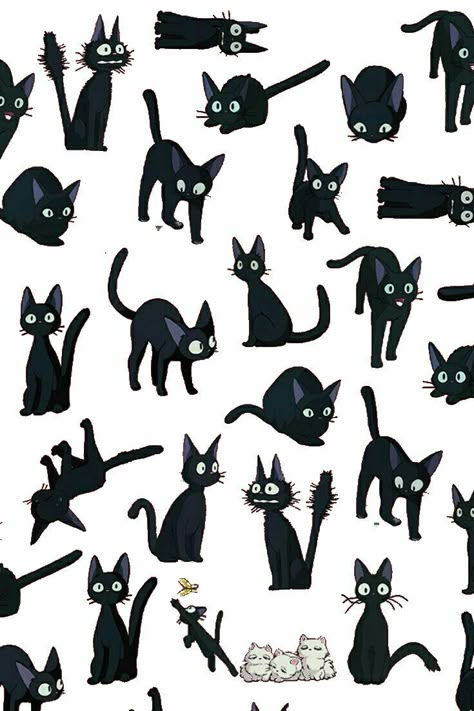 Simple Black Cat Drawing, Black Cat Doodles, Black Cat Drawing Simple, Cute Black Cat Drawing, Black Cat Drawing, Black Cat Illustration, Animal Caricature, Black Cat Sticker, Cat Doodle