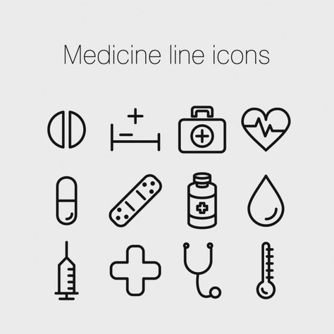 Medicine line icons Free Vector | Premium Vector #Freepik #vector #hand #line #box #button Medicine Drawing, L Icon, Health Icon, Medical Wallpaper, Medical Logo Design, Medical Icon, Tattoo Graphic, Doodle Icon, Medical Logo