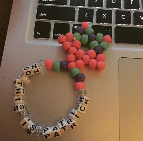 No this is patrick! Kandi single Kandi Singles Ideas Words, Rave Kandi Bracelets Ideas, Kandi Phrases, Kandi Sayings, Kandi Singles Ideas, Rave Kandi Ideas, Kandi Singles, Rave Bracelets, Kandi Inspo