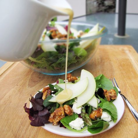 Pear and Feta Salad with the BEST Homemade Dressing – Rumbly in my Tumbly Best Homemade Salad, Side Dishes Salads, Pioneer Recipes, Cheese Salad Dressing, Best Salad Dressing, The Best Salad, Best Salad, Feta Cheese Salad, Sides Recipes