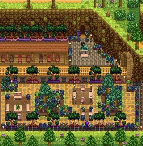 Stardew Decoration, Stardew Farms, Stardew Valley Layout, Stardew Valley Tips, Stardew Valley Farms, Farm Layout, The Spa, Single Player, Stardew Valley