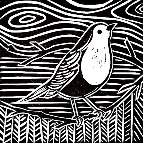 No photo description available. Robin Christmas, Woodcut Art, Linocut Printmaking, Lino Art, Lino Cut, Monochrome Art, Linocut Art, Robin Bird, Printmaking Art