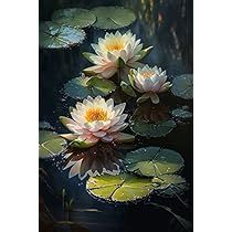 Water Lilies Art, Water Lilies Painting, Lotus Painting, Flower Cottage, Study Decor, Plaster Sculpture, Water Lilly, Alchemy Symbols, Gemstone Art