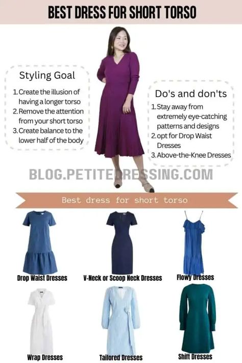 The Complete Dress Guide for Women with Short Torso Torso Dress, Street Style Petite, Petite Street Style, Petite Outfit Ideas, Petite Celebrities, Petite Clothing, Fashion Petite, Short Torso, Dress Guide