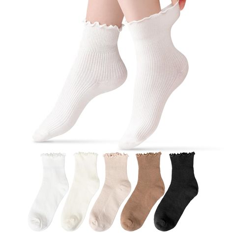 PRICES MAY VARY. Premium Fabrics: Crafted from 70% high-quality cotton, 27% polyester, 3% spandex, our women ankle socks offer a soft, smooth texture for unbeatable comfort. With exceptional breathability, your feet will stay refreshingly dry all day long. Ruffle Turn-cuff Design: The ruffle socks can be worn pulled up or folded over, making you special. Women's socks turn-cuff with trim, with frilly cuff, high stretch design bring you sexy and younger feeling, catch more eyesight, make you have Socks Ruffle, Backless Homecoming Dresses, Ruffle Socks, Frilly Socks, Ruffled Socks, Cuff Design, Ankle Socks Women, Women's Socks, Socks For Women