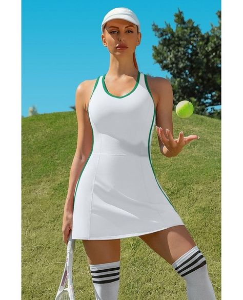 🏃‍♀️ Serve up style and confidence with our Bra V Neck Racerback Tennis Dresses! 🎾✨ Perfect for those hot summer matches, these chic dresses come with built-in shorts for ultimate comfort and playability. Grab yours for just $55.98 and ace your game in fashion! 💖💕 #TennisStyle #AthleticFashion #GameSetMatch #SummerVibes #Activewear #TennisDress #FitnessGoals #SportyStyle #ComfortFirst #PlayWithConfidence #DE #TheDiamondEmpire #DiamantDeLuxe #DiamondCustoms #DiamondMarket Shop Now https://the... White Tennis Skirt Outfit, Tennis Dresses, Curve Style, Workout Dress, Mini Jumpsuit, Tennis Outfits, Tennis Skirt Outfit, White Tennis Skirt, Shorts Workout