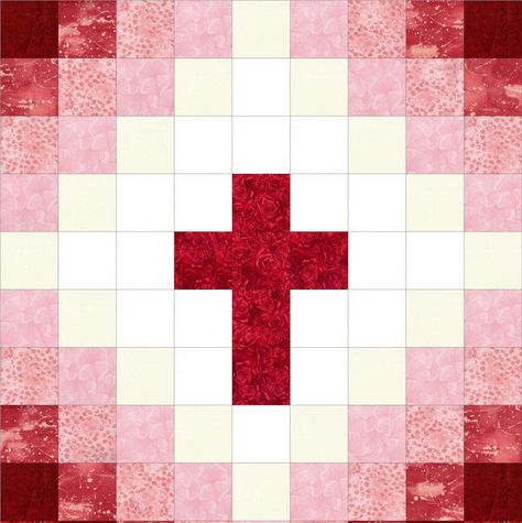 Picture only for inspiration. Cross Quilt, Cross Christian, Barn Quilt Patterns, Lap Quilts, Red Quilts, Quilt Baby, Precut Quilts, Easy To Sew, Barn Quilt