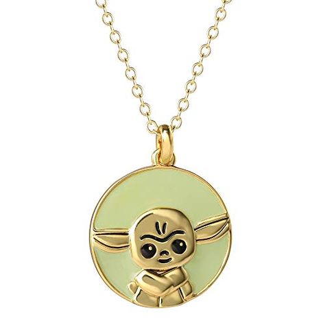 Disney Star Wars The Mandalorian Grogu Gold Plated Necklace, Official License Check more at https://animetee.com/product/disney-star-wars-the-mandalorian-grogu-gold-plated-necklace-official-license/ Star Wars Jewelry, Brass Pendant Necklace, Star Wars Merchandise, Star Wars The Mandalorian, Kids Necklace, Kid Character, Disc Pendant, The Mandalorian, Brass Necklace