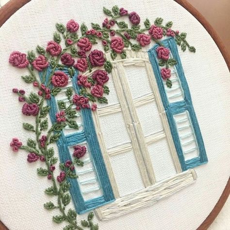 Embroidery Hoop Art Diy, Embroidery Hoop Crafts, Blue Shutters, Embroidery Hoop Wall Art, Hand Embroidery Patterns Flowers, Hand Embroidery Videos, Basic Embroidery Stitches, Hand Embroidery Kit, Hand Embroidery Tutorial