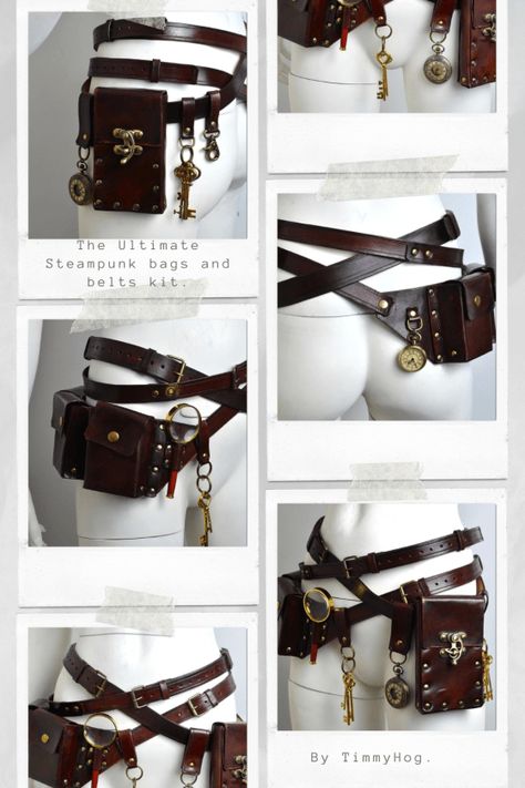 Steampunk Belts & Bags Set. – Steampunk StuffI Anime Belt Design, Steampunk Tool Belt, Steampunk Bartender, Steampunk Aesthetic Outfit, Steampunk Tech, Steampunk Clothing Women, Steampunk Utility Belt, Steampunk Setting, Steampunk Belt Bag