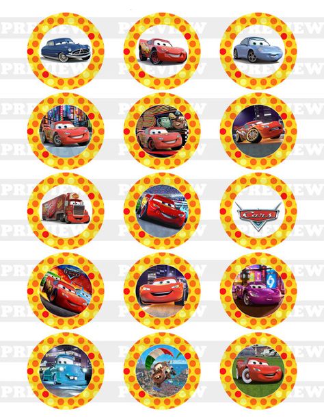 Mc Queen Cake Topper Printable, Cars Cupcake Toppers Printable Free, Mcqueen Cupcake Topper Printable, Disney Cars Cake Topper Printables, Mcqueen Topper Printable, Cars Macqueen Printable, Disney Cars Cupcakes, Disney Cars Theme, Cars Cupcakes