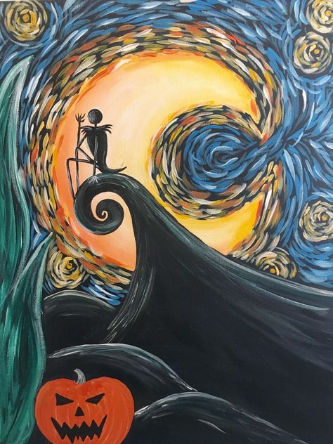 Fri Oct 07, 2016 7:30-10:45PM - Starry Nightmare Scary Halloween Pictures, Pinots Palette, Drawing Hands, Digital Oil Painting, Paint Nite, Halloween Painting, Paint And Sip, Painting Painting, Halloween Pictures