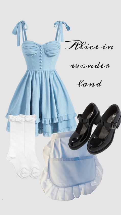 Super simple Halloween outfit idea #outfitinspo #vibes #halloween #halloweeninspo #halloweencostume #aliceinwonderland #alice #alicenwonderland #aliceinwonderlandcore #halloweenseason #halloweenmoodboard Disney Costumes Diy, Alice In Wonderland Outfit, Alice Costume, Alice Cosplay, Alice In Wonderland Dress, Halloween Coustumes, Alice In Wonderland Costume, Wonderland Costumes, Fiesta Outfit