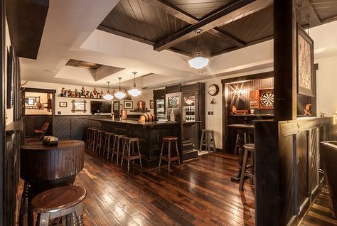 Irish Pub Basement, English Tudor Home, Irish Pub Design, Pub Basement, Library Nook, Pub Interior Design, English Tudor Homes, Tudor Home, Dream Basement