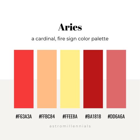 By astr0kara Aries Color Palette, Aries Colors, Witch Routine, Zodiac Sign Colors Palette, Zodiac Color Palette, Aries Color, Zodiac Signs Colors, Astrology Signs Aries, Aries Aesthetic