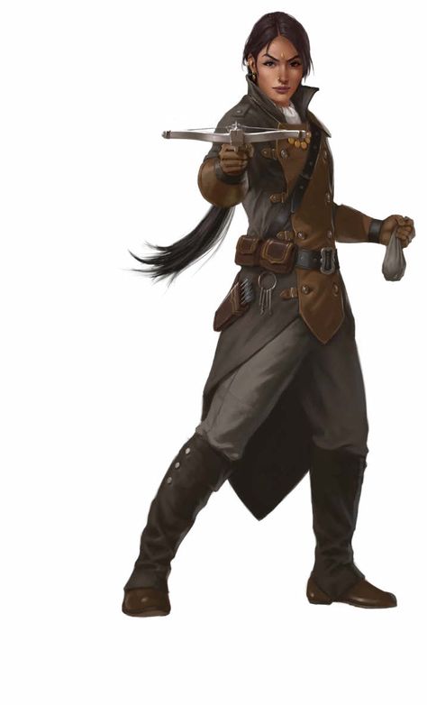 Copper Hand Rogue - Absalom - Pathfinder 2e Crossbow Character Design, Rogue Crossbow, Pathfinder Rogue, Ranger Dnd, Rogue Character, Fantasy Adventurer, Pathfinder 2e, Female Assassin, Advanced Dungeons And Dragons