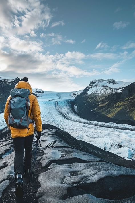 Explore Ice Caves with Glacier Hiking in Iceland 🧊✨ Discover the beauty of Iceland's glaciers with guided glacier hikes. Explore stunning ice caves, traverse icy landscapes, and experience the unique beauty of Iceland. 🌿🇮🇸 #GlacierHiking #IcelandAdventure #AdventureTravel #IceCaves Iceland Aesthetic, Iceland Hiking, Iceland Glacier, Ice Caves, Iceland Adventures, Hiking Aesthetic, Adventure Aesthetic, Unique Beauty, Outdoor Adventure