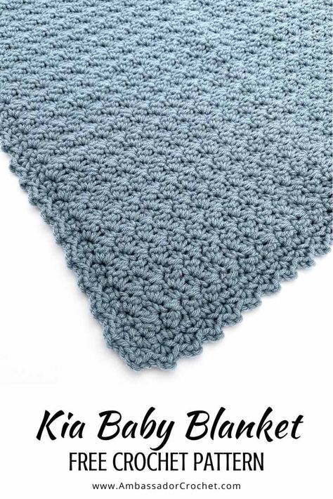 Kia Baby Blanket - Free Crochet Pattern - Ambassador Crochet Crochet Blanket Patterns Modern, One Skein Baby Blanket Crochet Free, How To Crochet A Baby Blanket, Free Baby Crochet Blanket Patterns, Free Baby Blanket Crochet Patterns Easy, Quick Crochet Baby Blanket Free Pattern, Free Baby Blanket Crochet Patterns, Quick Baby Blanket Crochet, Preemie Blankets